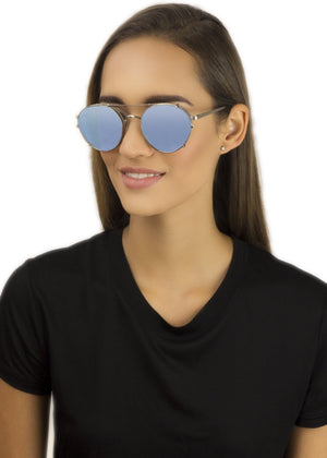 E1 SHOREDITCH / SKY BLUE MIRROR CLIP ON - Fashion Women's Sunglasses Sienna Alexander London