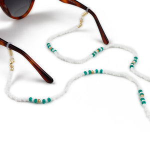Sunglasses Chain | White and Turquoise Beaded