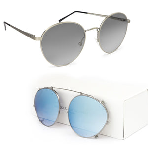 E1 SHOREDITCH / SKY BLUE MIRROR CLIP ON - Fashion Women's Sunglasses Sienna Alexander London
